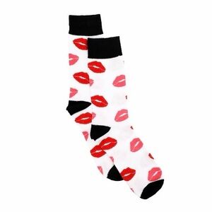 Kiss Print Valentine Socks - Red and Black